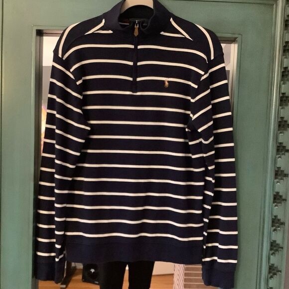 Ralph Lauren Polo Striped Pullover 😎💜 - Picture 1 of 5